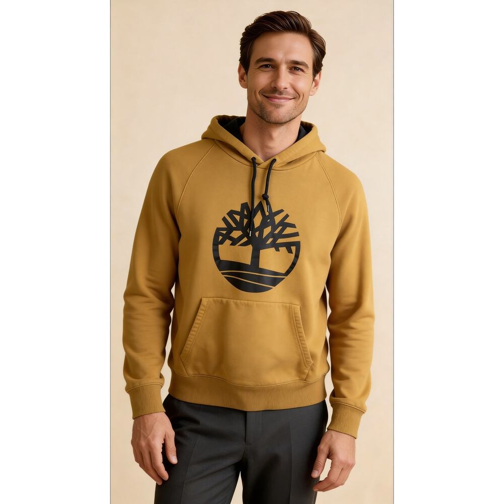 Timberland Wheat Hoodie Big Logo Pullover Streetwear Vintage Workwear Hoodie